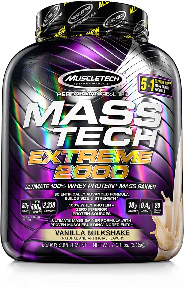 Muscletech Performance Series Mass Tech Extreme 2000 Vanilla Milkshake Flavour Powder 7 Lb