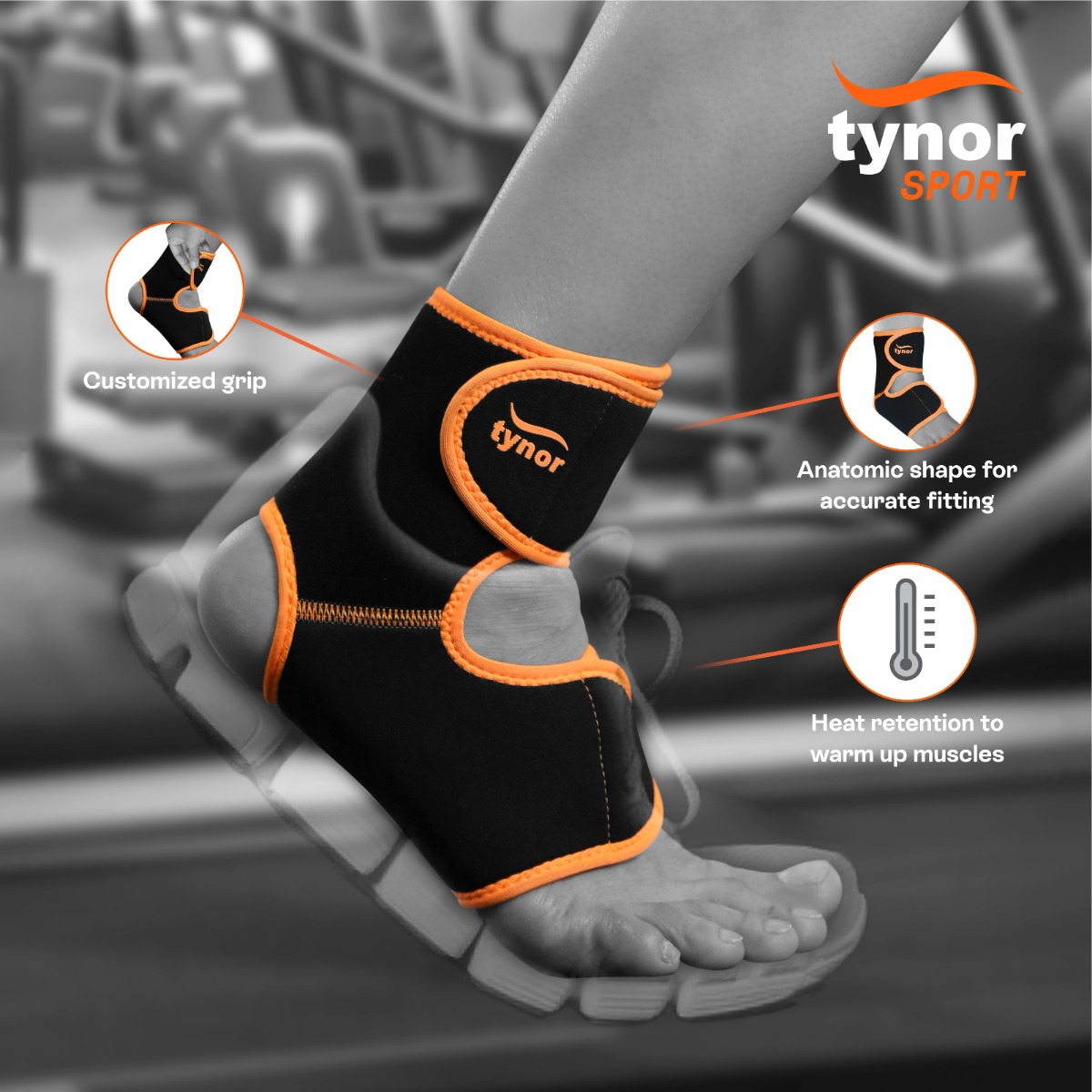 Tynor Ankle Support Neo Orange Universal, 1 Pair, Pack of 1 Tynor Ankle Support Neo Orange Universal, 1 Pair, Pack of 1