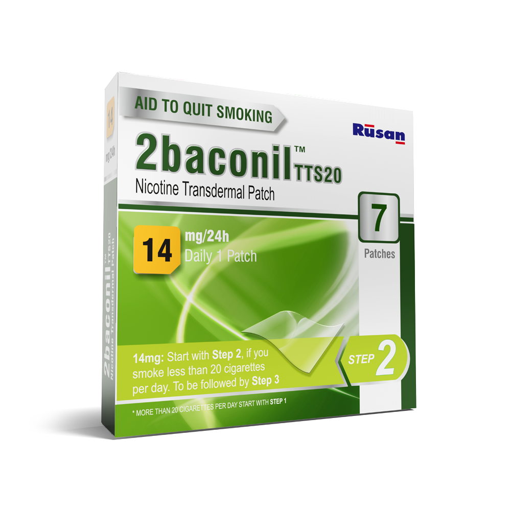 2baconil TTS20 14mg Nicotine Transdermal 24h Patch 1's, Pack of 1 Patches 2baconil TTS20 14mg Nicotine Transdermal 24h Patch 1's, Pack of 1 Patches