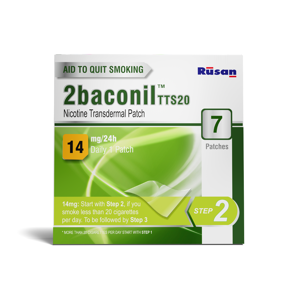 2baconil TTS20 14mg/24h Nicotine Transdermal Patch, 7 Count, Pack of 1 2baconil TTS20 14mg/24h Nicotine Transdermal Patch, 7 Count, Pack of 1