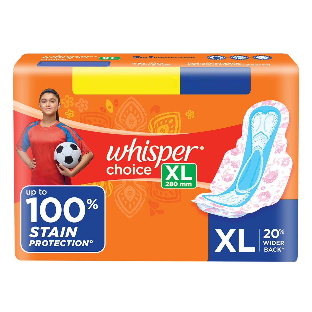 Whisper Choice Sanitary Pads XL, 36 Count, Pack of 1 Whisper Choice Sanitary Pads XL, 36 Count, Pack of 1