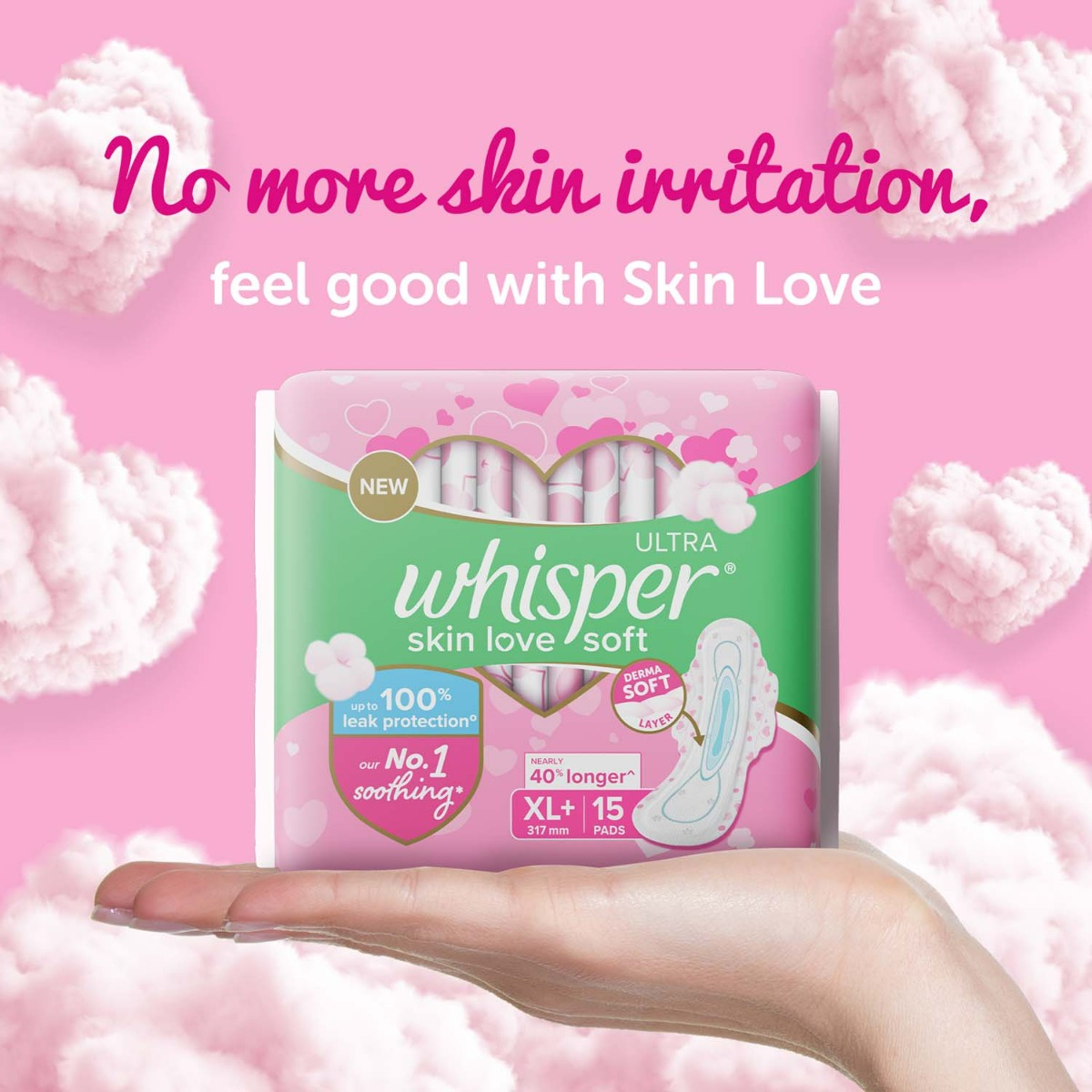 Whisper Ultra Skin Love Soft Sanitary Pads for Women XL, 30 Count, Pack of 1 Whisper Ultra Skin Love Soft Sanitary Pads for Women XL, 30 Count, Pack of 1