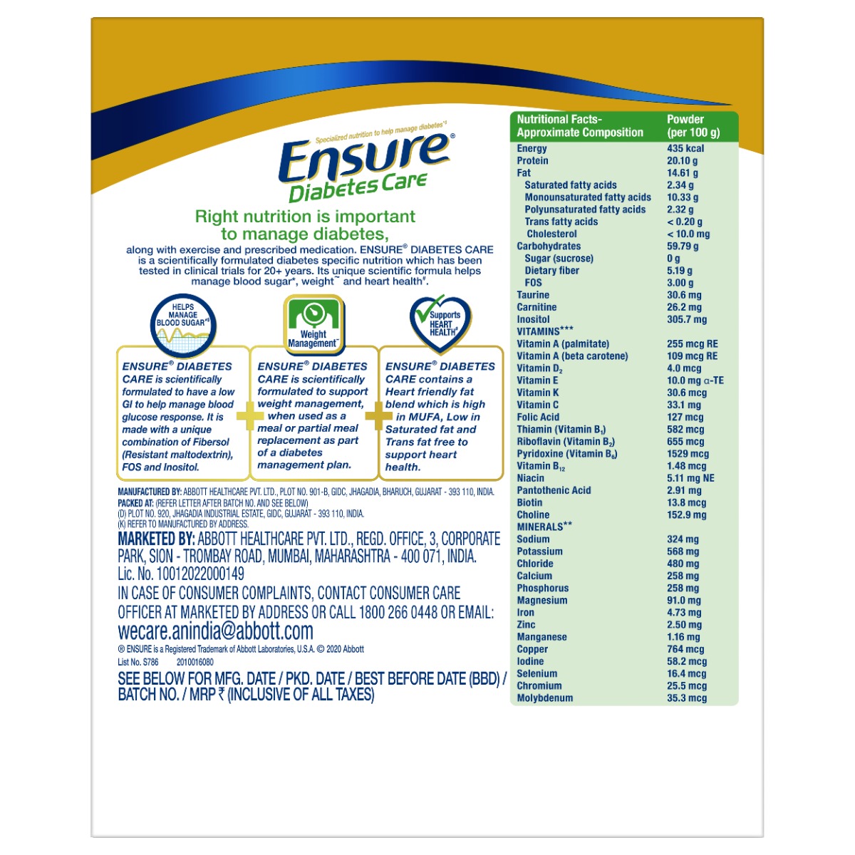 Ensure Diabetes Care Chocolate Flavour Powder, 200 gm Refill Pack Price