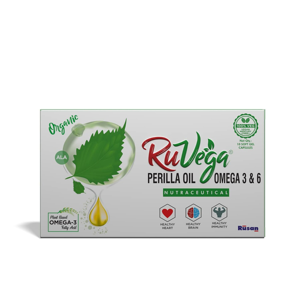 Ruvega Perilla Oil Omega 3 & 6 Softgel Capsule 10's, Pack of 10 CapsuleS Ruvega Perilla Oil Omega 3 & 6 Softgel Capsule 10's, Pack of 10 CapsuleS