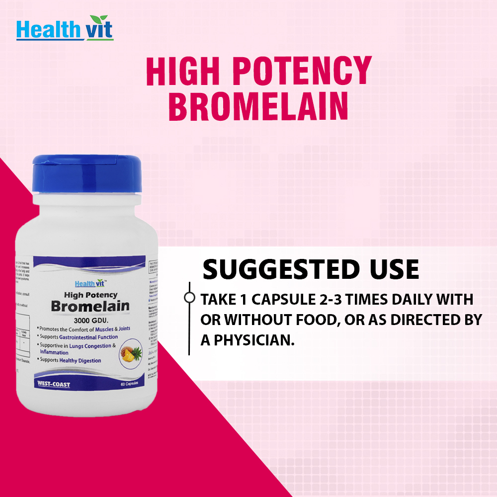 Healthvit High Potency Bromelain 3000 GDU, 60 Capsules Price, Uses