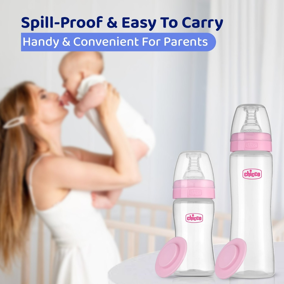 Chicco Feed Easy Anti-Colic Medium Flow Pink Color Bottle for 2+M Baby, 250 ml, Pack of 1 Chicco Feed Easy Anti-Colic Medium Flow Pink Color Bottle for 2+M Baby, 250 ml, Pack of 1