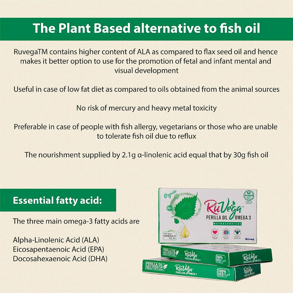 Ruvega Perilla Oil Omega 3 & 6 Softgel Capsule 10's, Pack of 10 CapsuleS Ruvega Perilla Oil Omega 3 & 6 Softgel Capsule 10's, Pack of 10 CapsuleS