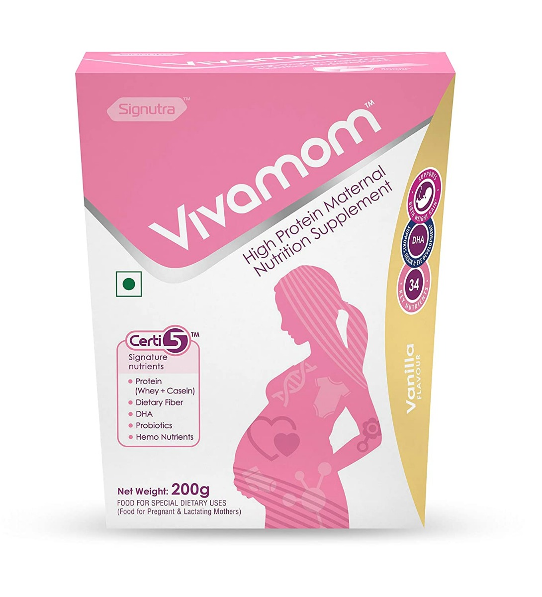 Vivamom Vanilla Flavour Powder 200 gm, Pack of 1 Vivamom Vanilla Flavour Powder 200 gm, Pack of 1