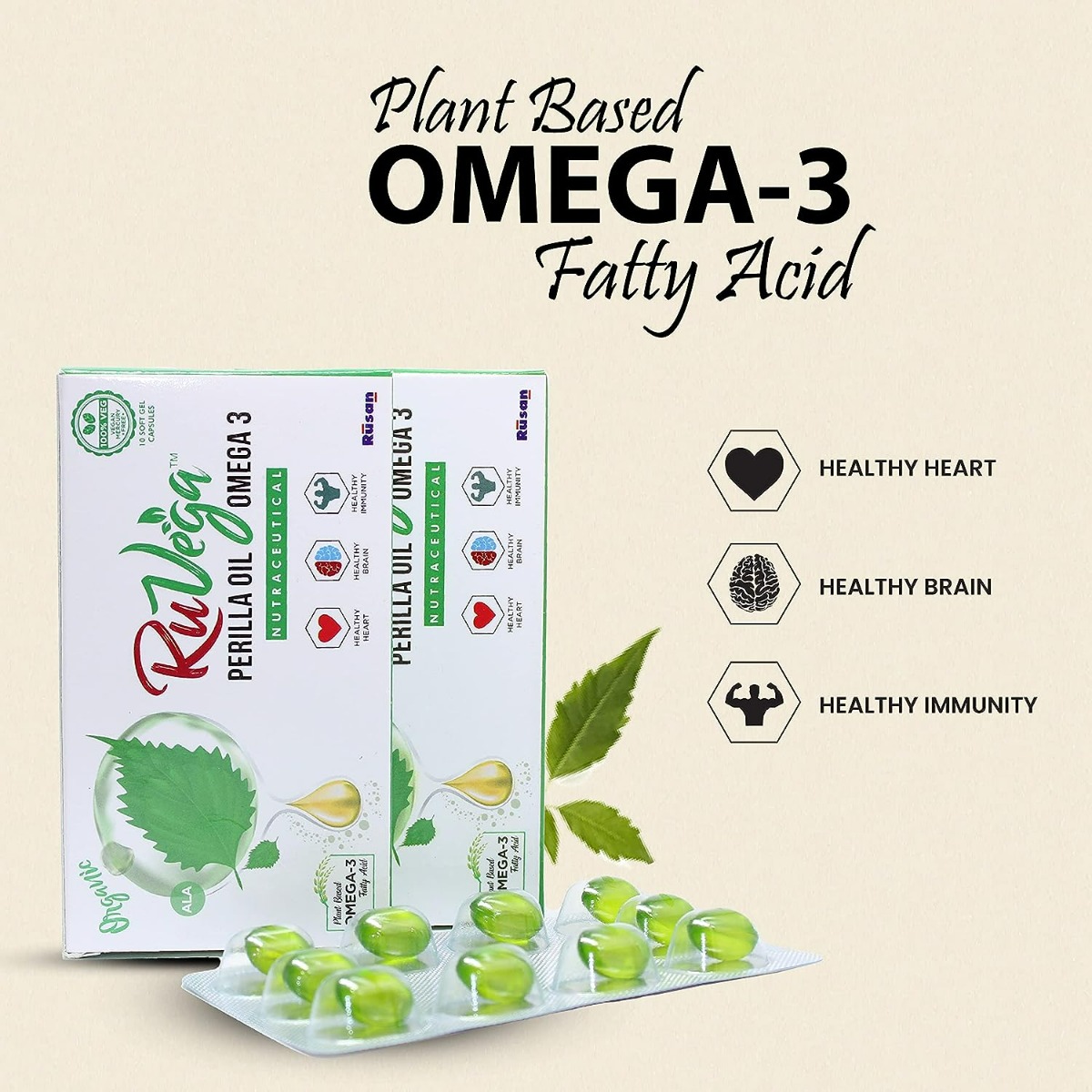 Ruvega Perilla Oil Omega 3 & 6 Softgel Capsule 10's, Pack of 10 CapsuleS Ruvega Perilla Oil Omega 3 & 6 Softgel Capsule 10's, Pack of 10 CapsuleS