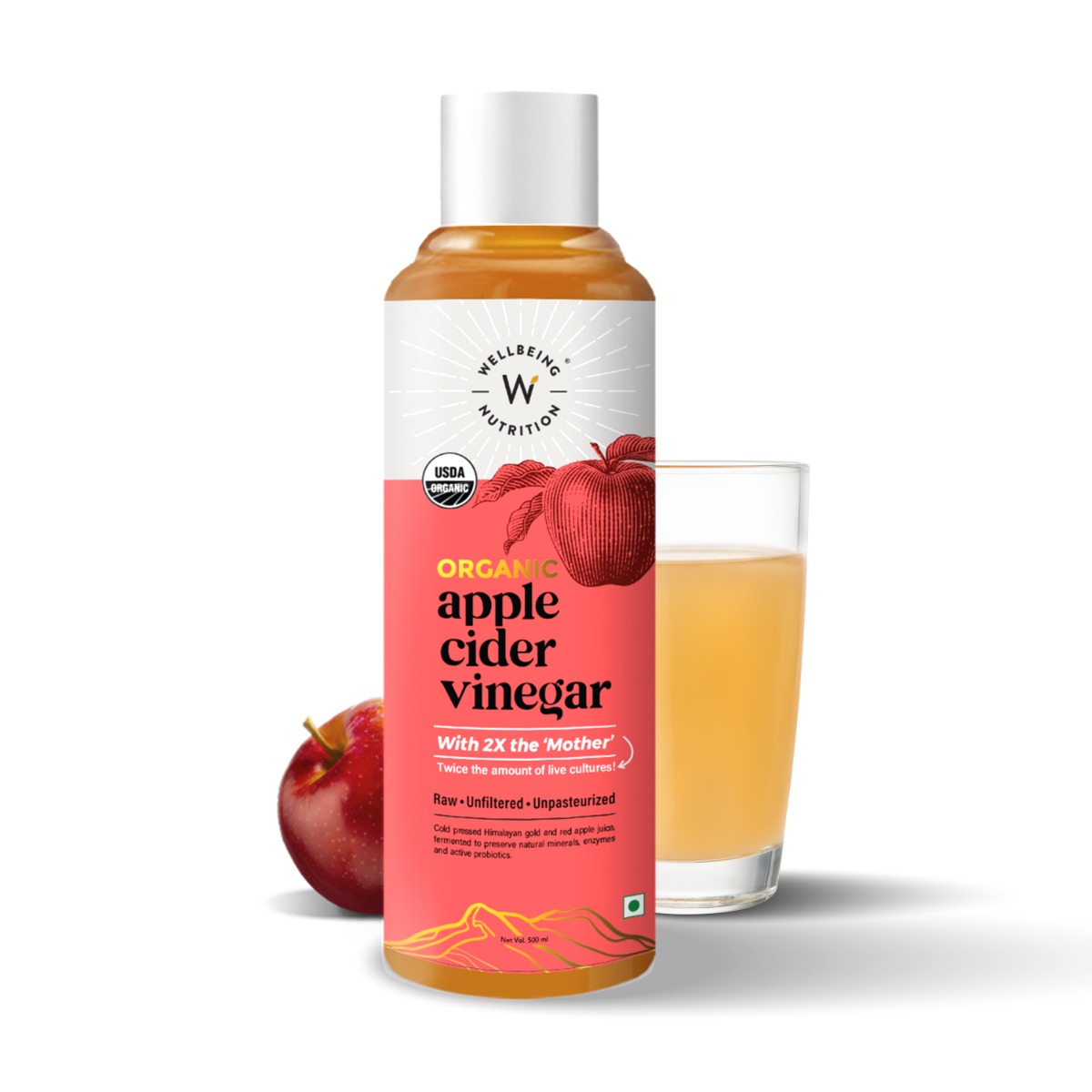 Wellbeing Nutrition Organic Apple Cider Vinegar, 500 ml, Pack of 1 Wellbeing Nutrition Organic Apple Cider Vinegar, 500 ml, Pack of 1