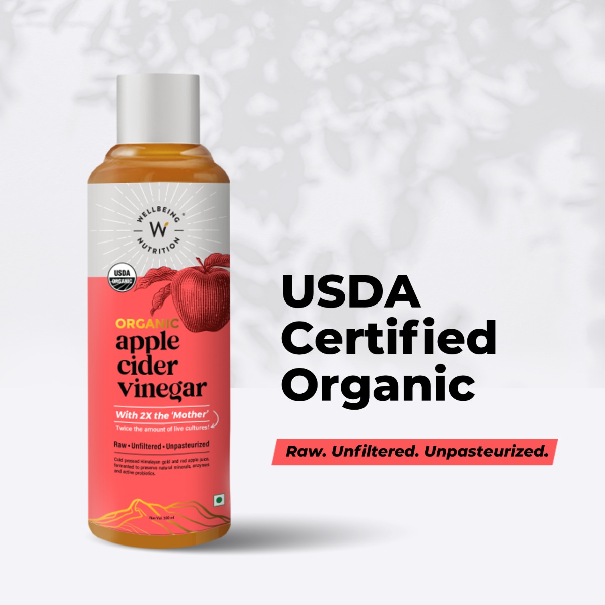 Wellbeing Nutrition Organic Apple Cider Vinegar, 500 ml, Pack of 1 Wellbeing Nutrition Organic Apple Cider Vinegar, 500 ml, Pack of 1