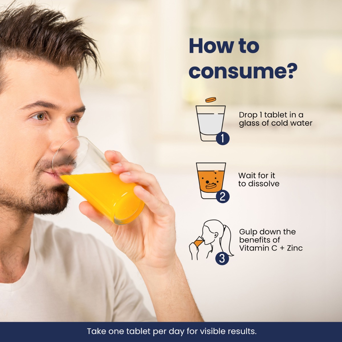 Wellbeing Nutrition Vitamin C + Zinc Zesty Orange Flavour, 16 Effervescent Tablets, Pack of 1 Wellbeing Nutrition Vitamin C + Zinc Zesty Orange Flavour, 16 Effervescent Tablets, Pack of 1