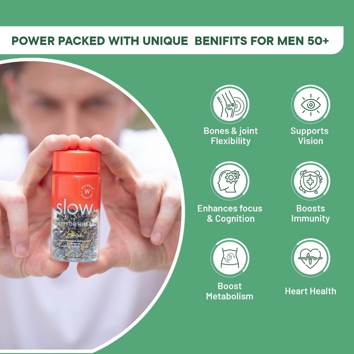 Wellbeing Nutrition Slow Multi for Him 50+, 60 Capsules, Pack of 1 Wellbeing Nutrition Slow Multi for Him 50+, 60 Capsules, Pack of 1