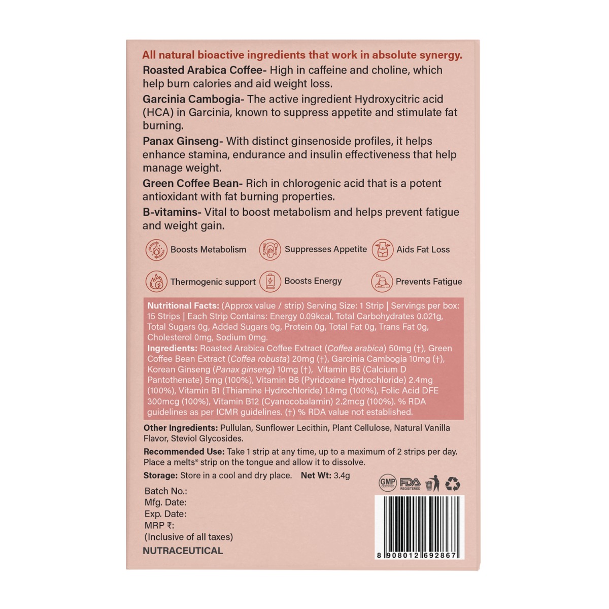 Wellbeing Nutrition Melts Into Slim Espresso Vanilla Flavour, 15 Oral Strips, Pack of 1 Wellbeing Nutrition Melts Into Slim Espresso Vanilla Flavour, 15 Oral Strips, Pack of 1