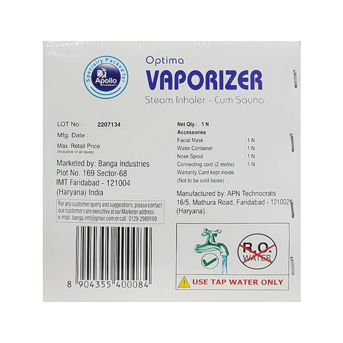 Apollo Pharmacy Vaporizer Steam Inhaler, 1 Count Price, Uses, Side