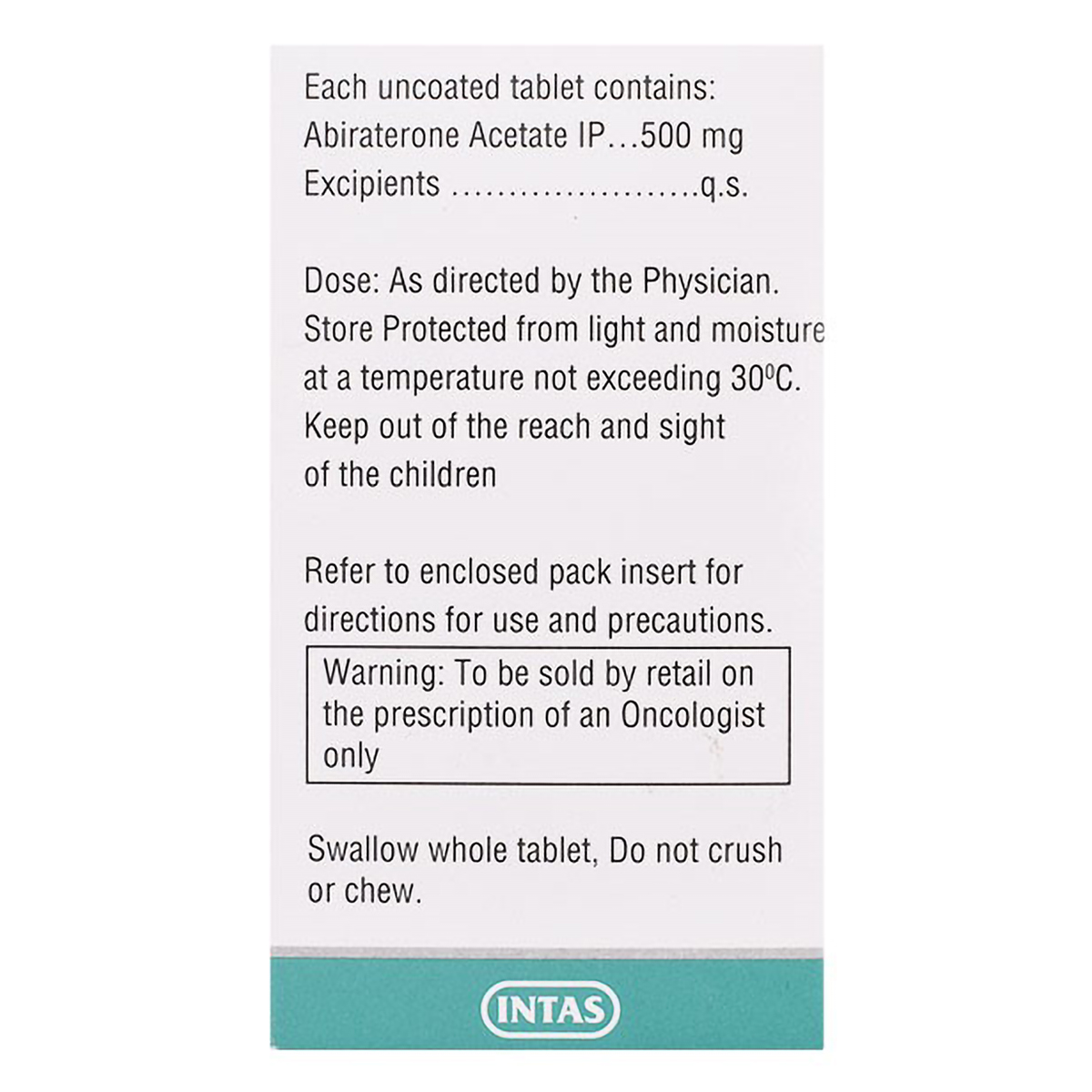 ABIRATAS 500MG TABLET 60'S, Pack of 1 TABLET ABIRATAS 500MG TABLET 60'S, Pack of 1 TABLET