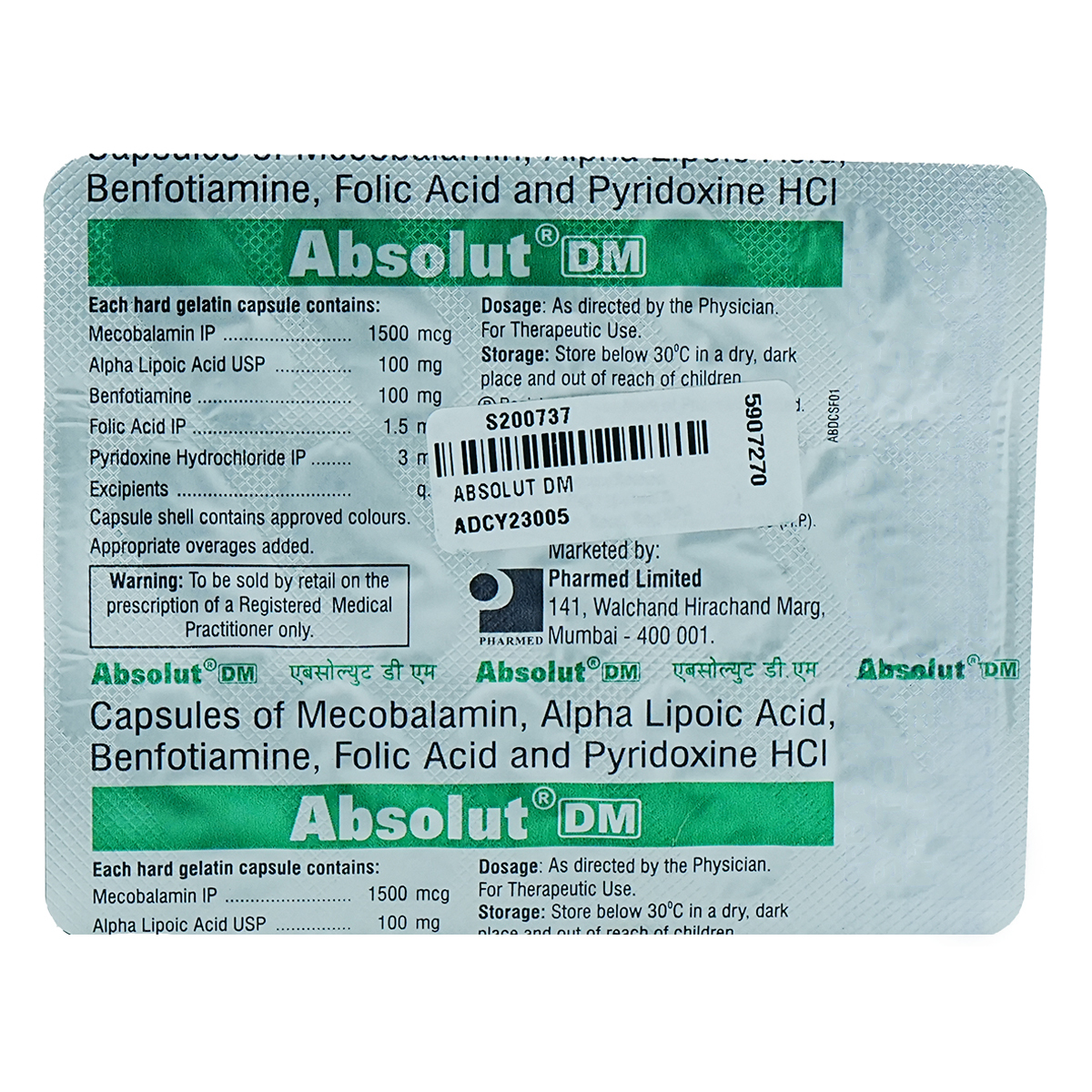 Absolut DM Capsule 10's, Pack of 10 CAPSULES