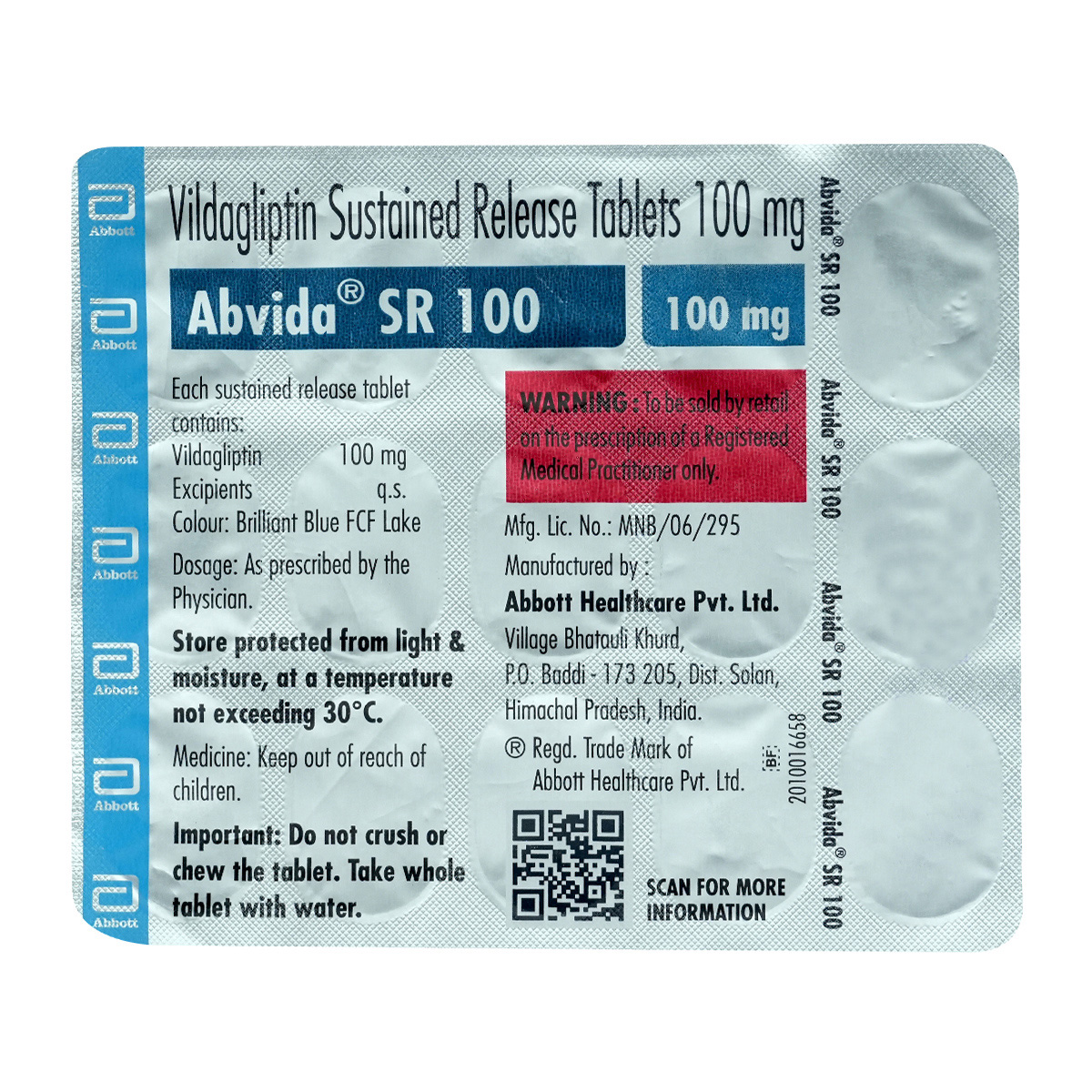 Abvida SR 100 Tablet 15's, Pack of 15 TABLETS Abvida SR 100 Tablet 15's, Pack of 15 TABLETS