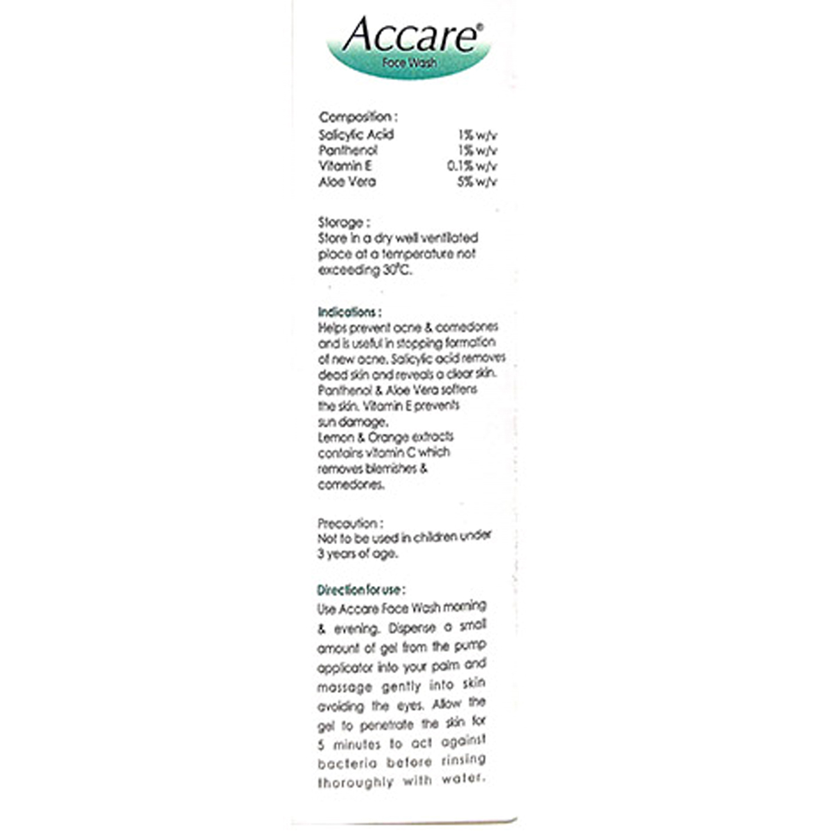 Accare Ph5.5 Face Wash 100 ml, Pack of 1 Accare Ph5.5 Face Wash 100 ml, Pack of 1
