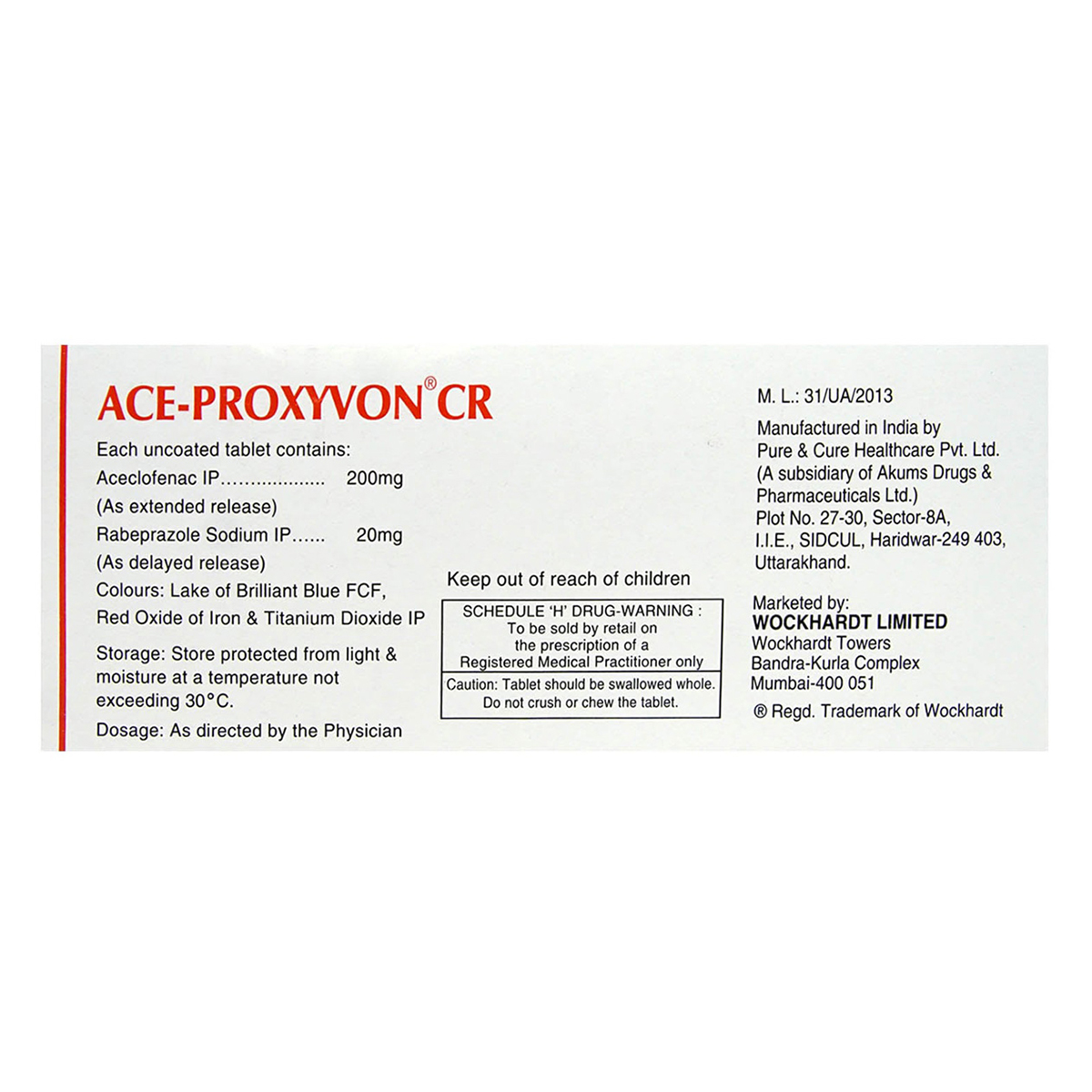 Ace-Proxyvon CR Tablet 10's, Pack of 10 TABLETS Ace-Proxyvon CR Tablet 10's, Pack of 10 TABLETS