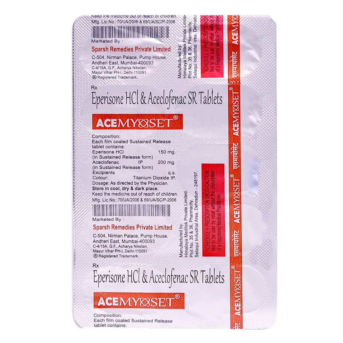 Acemyoset Tablet 10's, Pack of 10 TABLETS Acemyoset Tablet 10's, Pack of 10 TABLETS