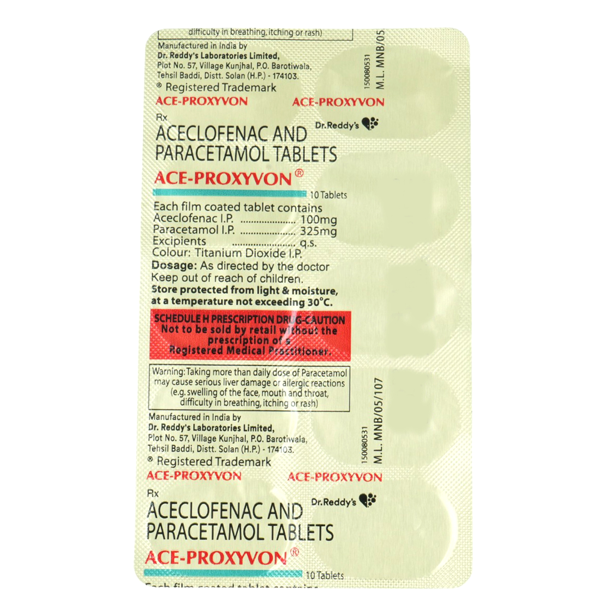 Ace-Proxyvon Tablet 10's, Pack of 10 TABLETS Ace-Proxyvon Tablet 10's, Pack of 10 TABLETS