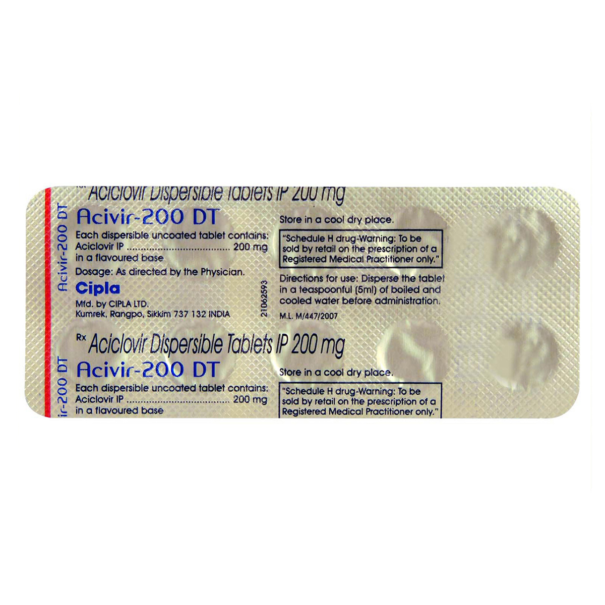 Acivir-200 DT Tablet 10's, Pack of 10 TABLETS Acivir-200 DT Tablet 10's, Pack of 10 TABLETS