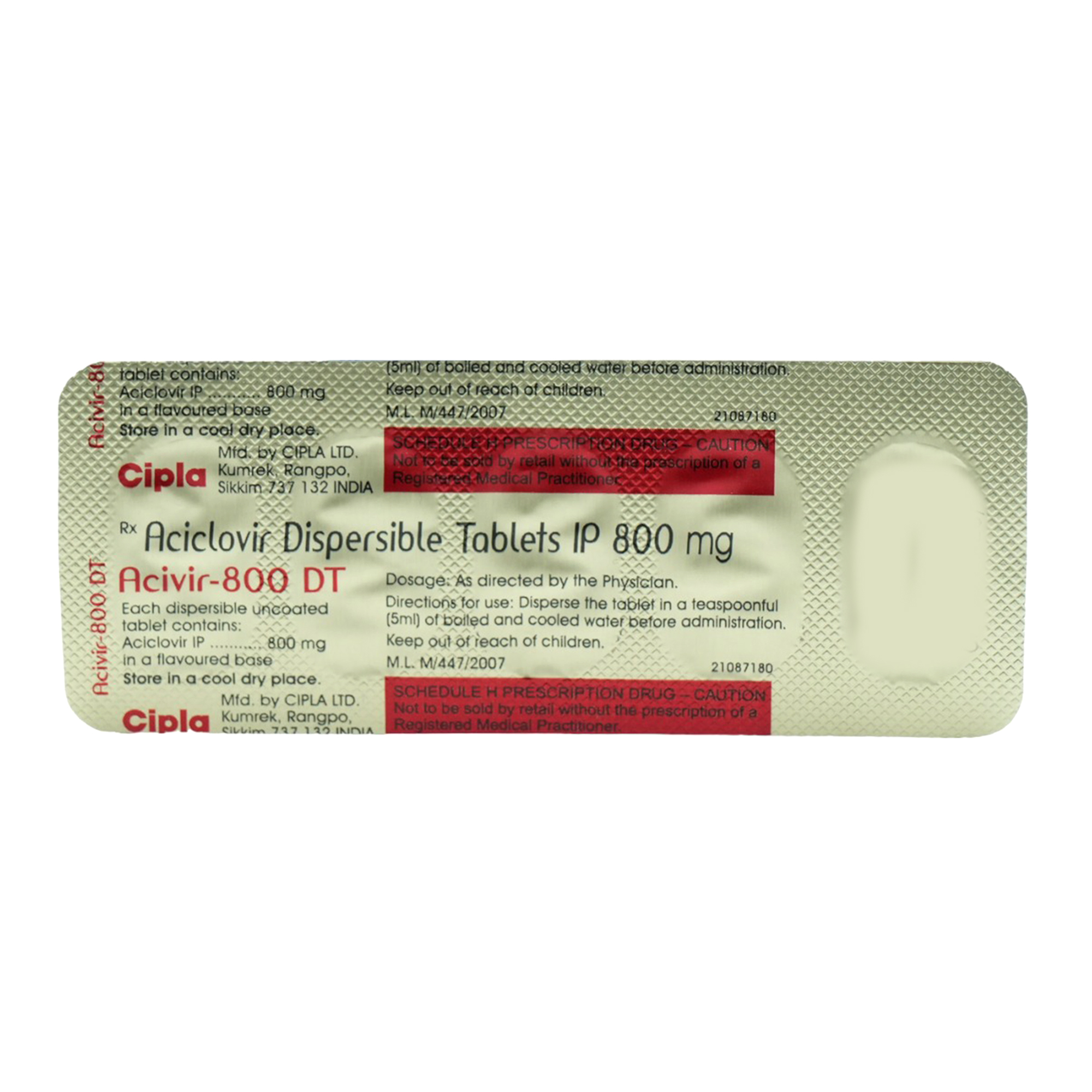 Buy Acivir-800 DT Tablet 5's Online