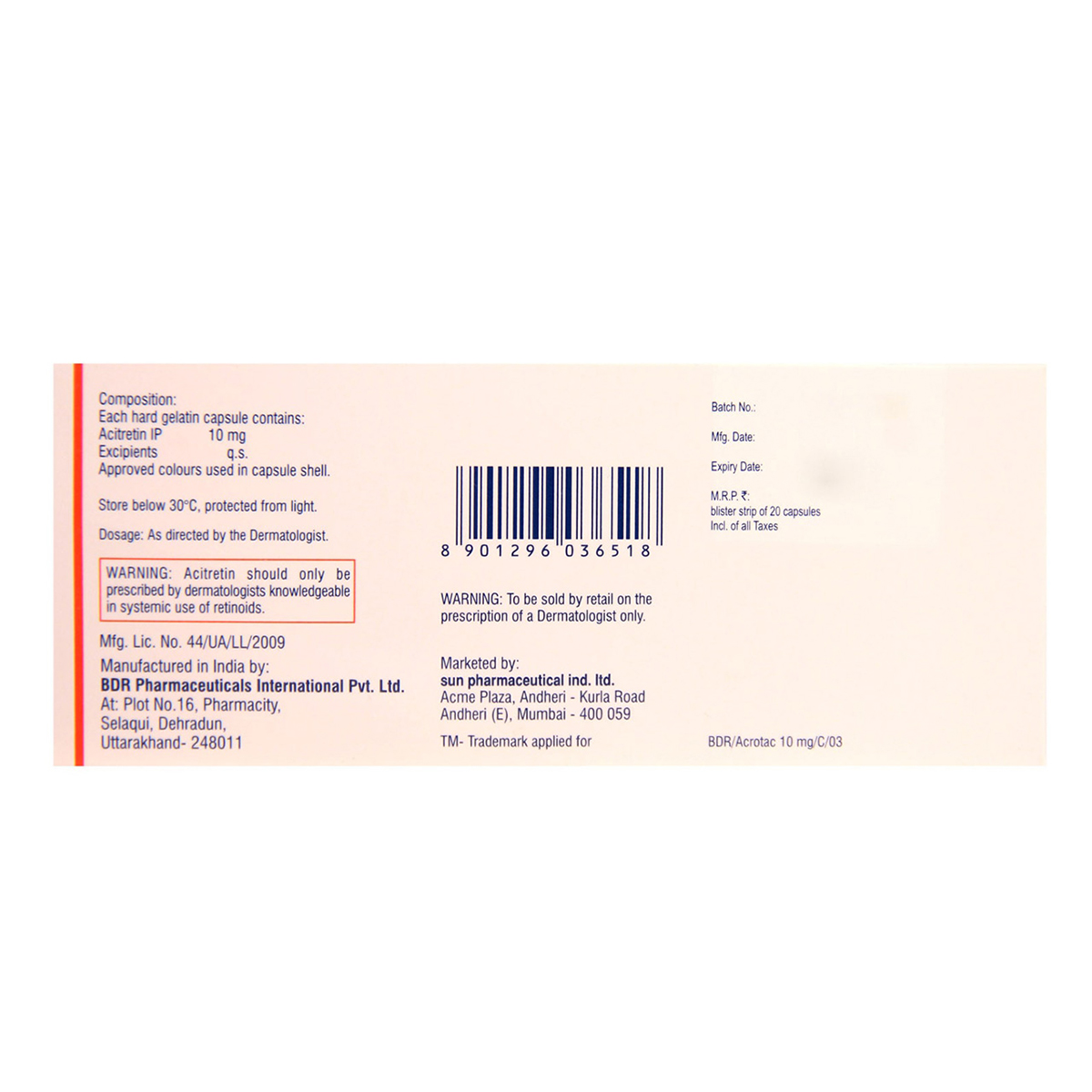 Acrotac 10 mg Capsule 20's, Pack of 20 CAPSULES Acrotac 10 mg Capsule 20's, Pack of 20 CAPSULES