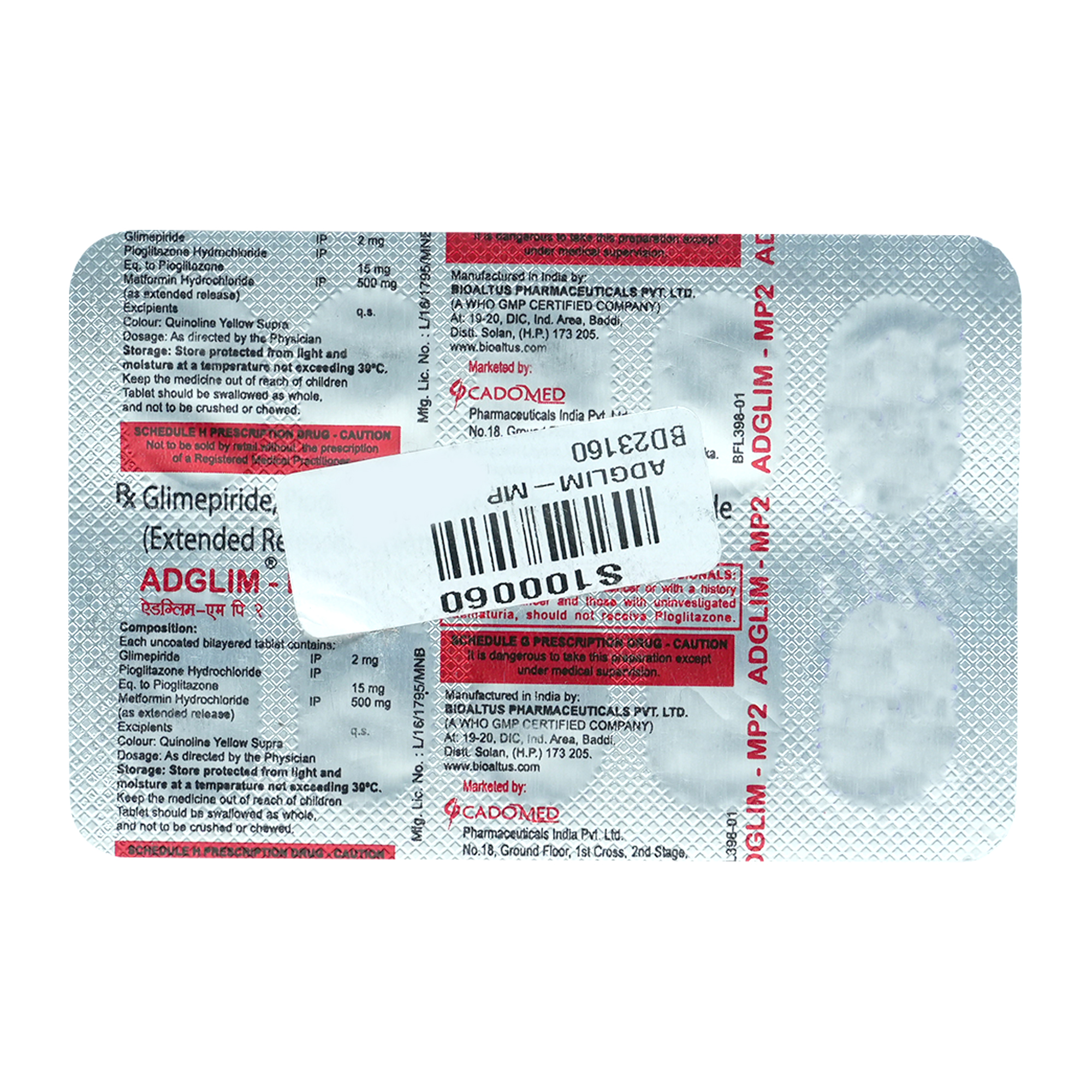 Adglim-MP 2 Tablet 10's, Pack of 10 TabletS Adglim-MP 2 Tablet 10's, Pack of 10 TabletS