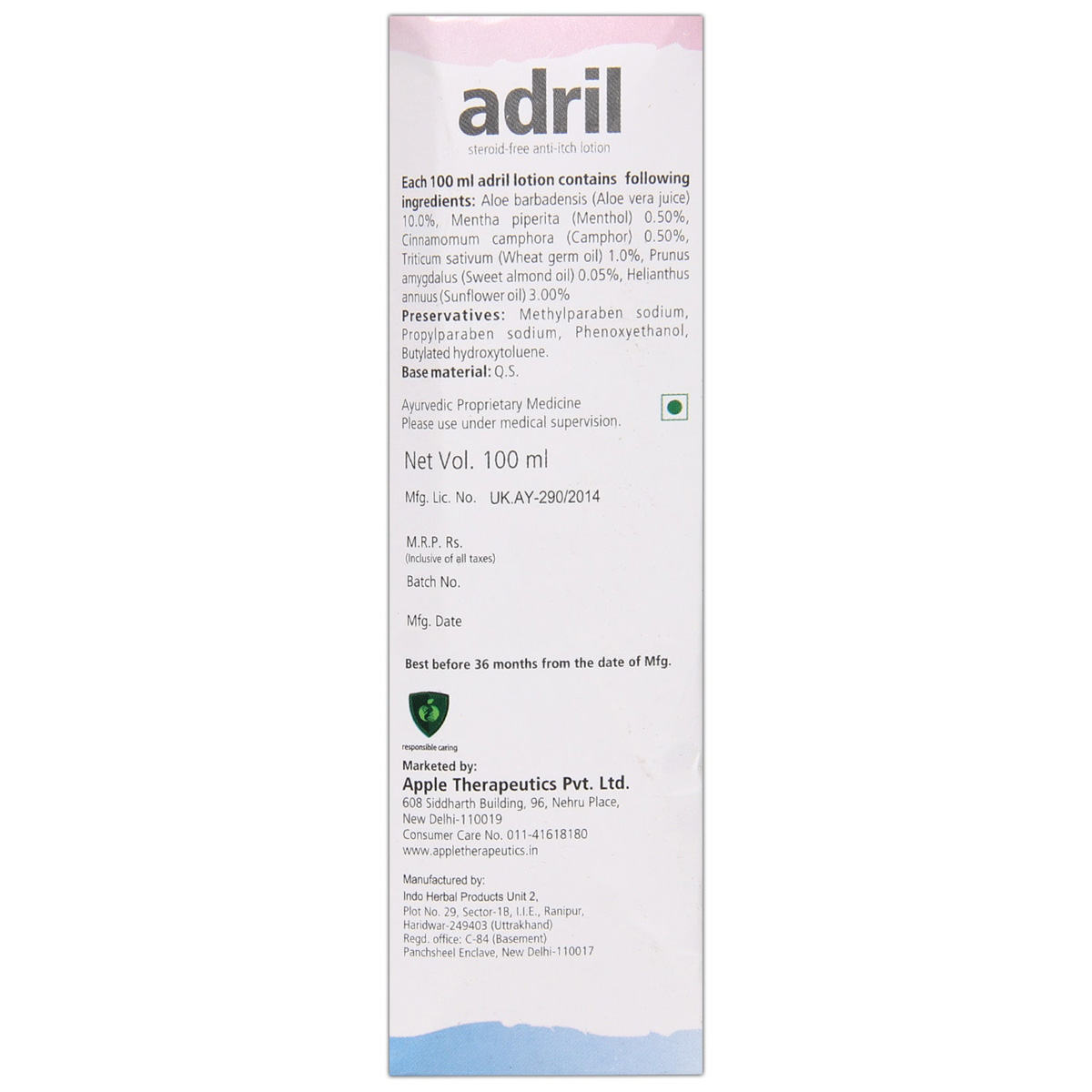 Adril Lotion 100 ml, Pack of 1 Adril Lotion 100 ml, Pack of 1