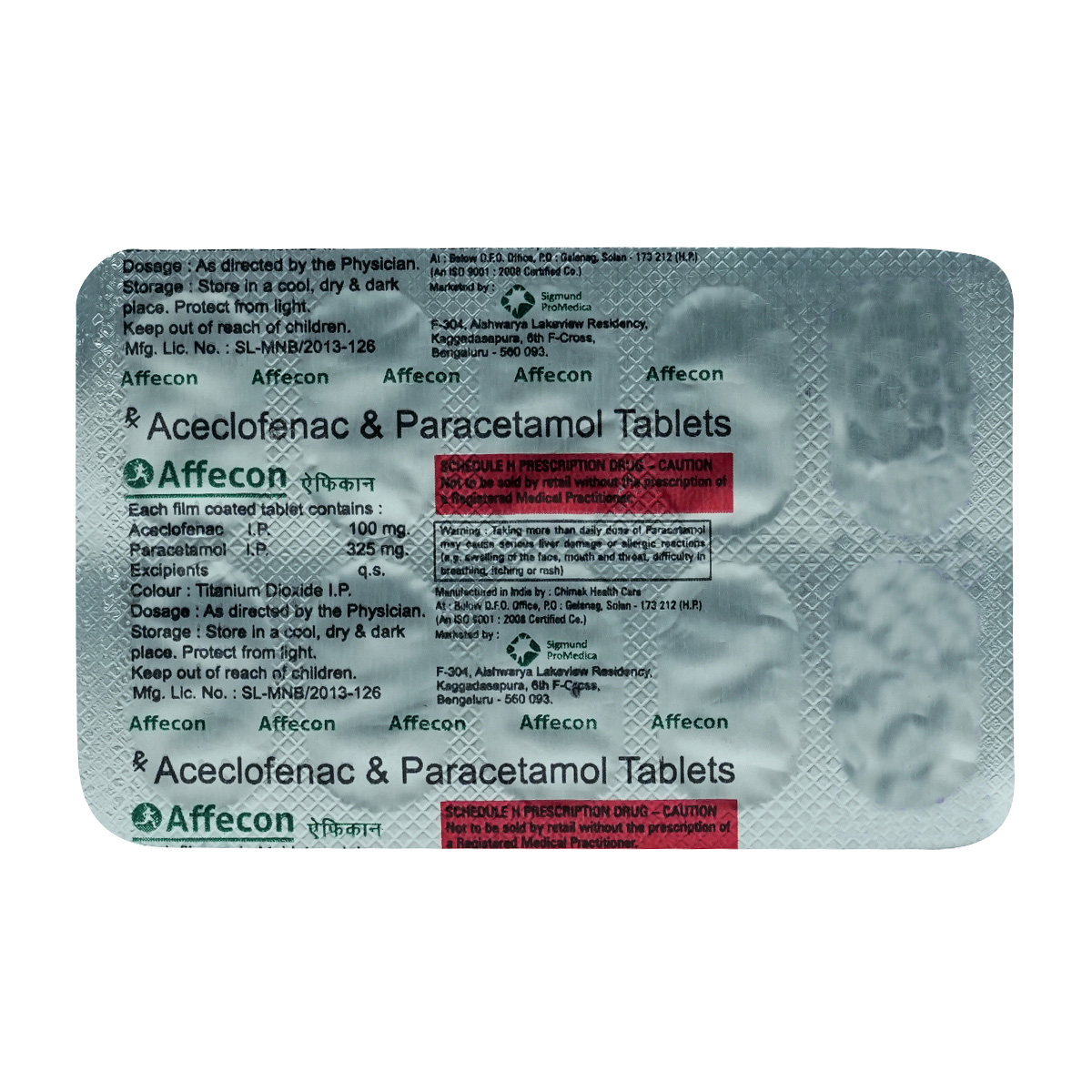 Affecon 100 mg/325 mg Tablet 10's, Pack of 10 TabletS Affecon 100 mg/325 mg Tablet 10's, Pack of 10 TabletS