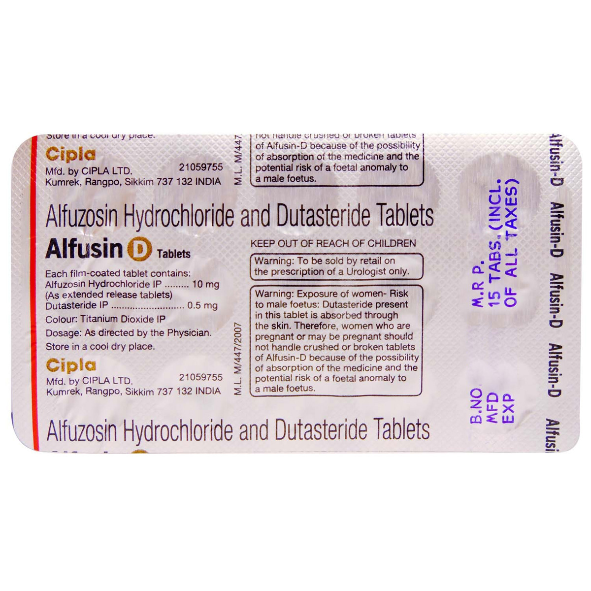 Alfusin D Tablet 15's, Pack of 15 TABLETS Alfusin D Tablet 15's, Pack of 15 TABLETS