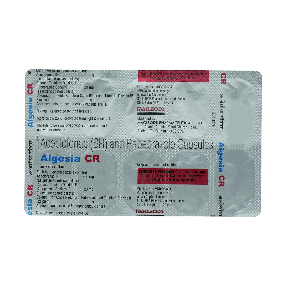 Algesia CR Capsule 10's, Pack of 10 Algesia CR Capsule 10's, Pack of 10