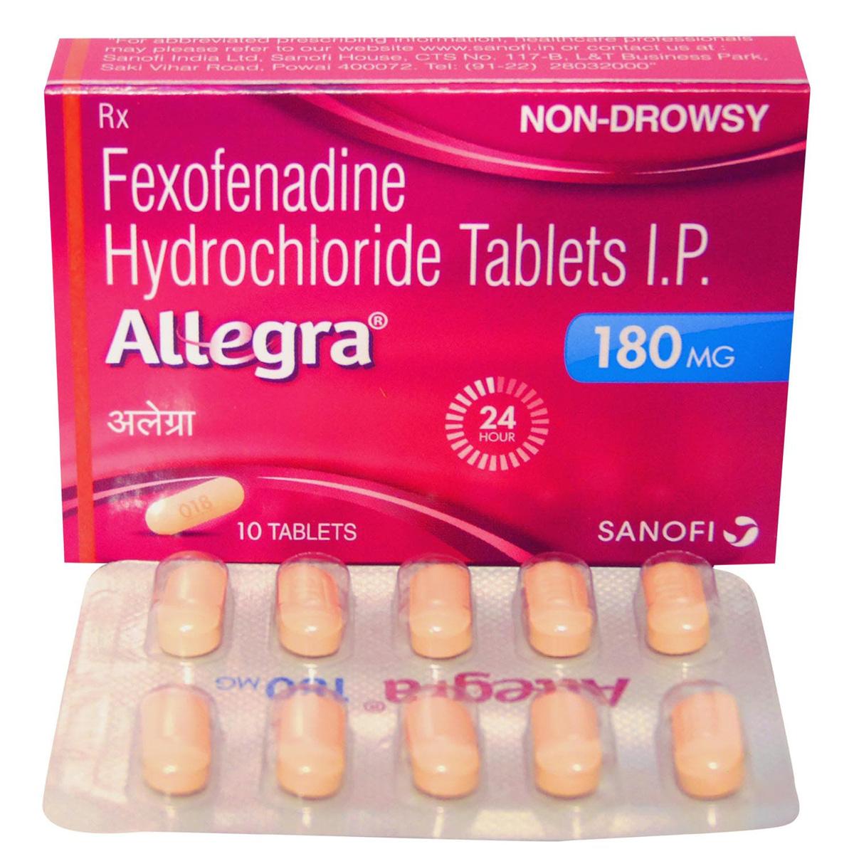 Allegra 180 mg Tablet 10's, Pack of 10 TABLETS Allegra 180 mg Tablet 10's, Pack of 10 TABLETS