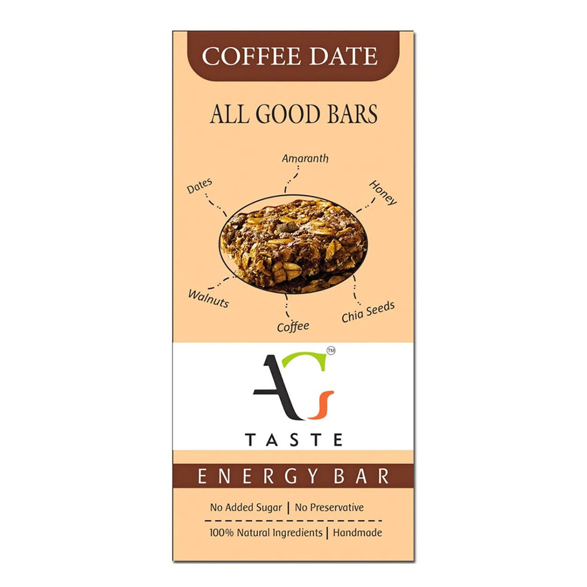 All Good Bars Coffee Date Energy Bar, 30 gm, Pack of 1