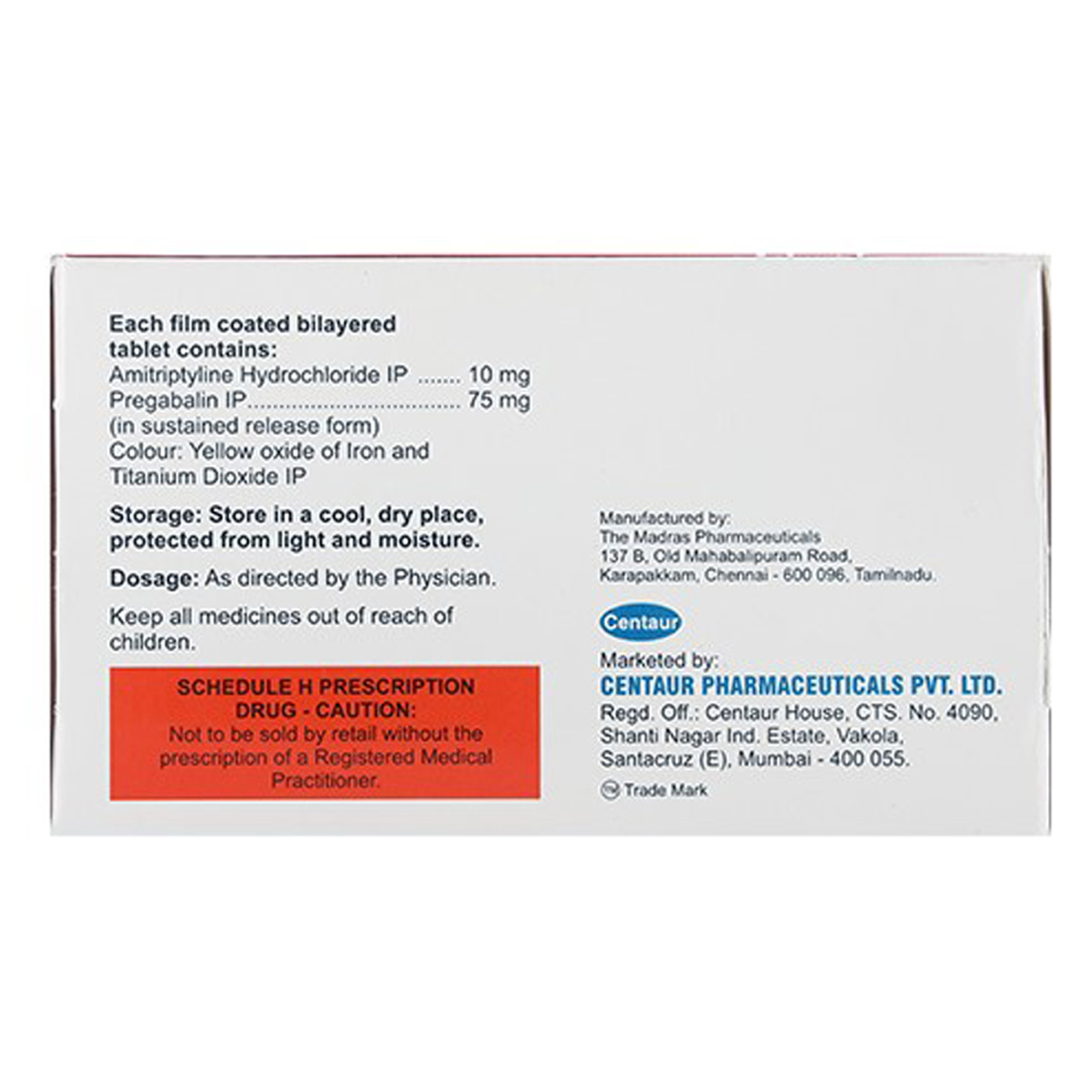 Amnuring P 75 mg Tablet 10's, Pack of 10 Amnuring P 75 mg Tablet 10's, Pack of 10