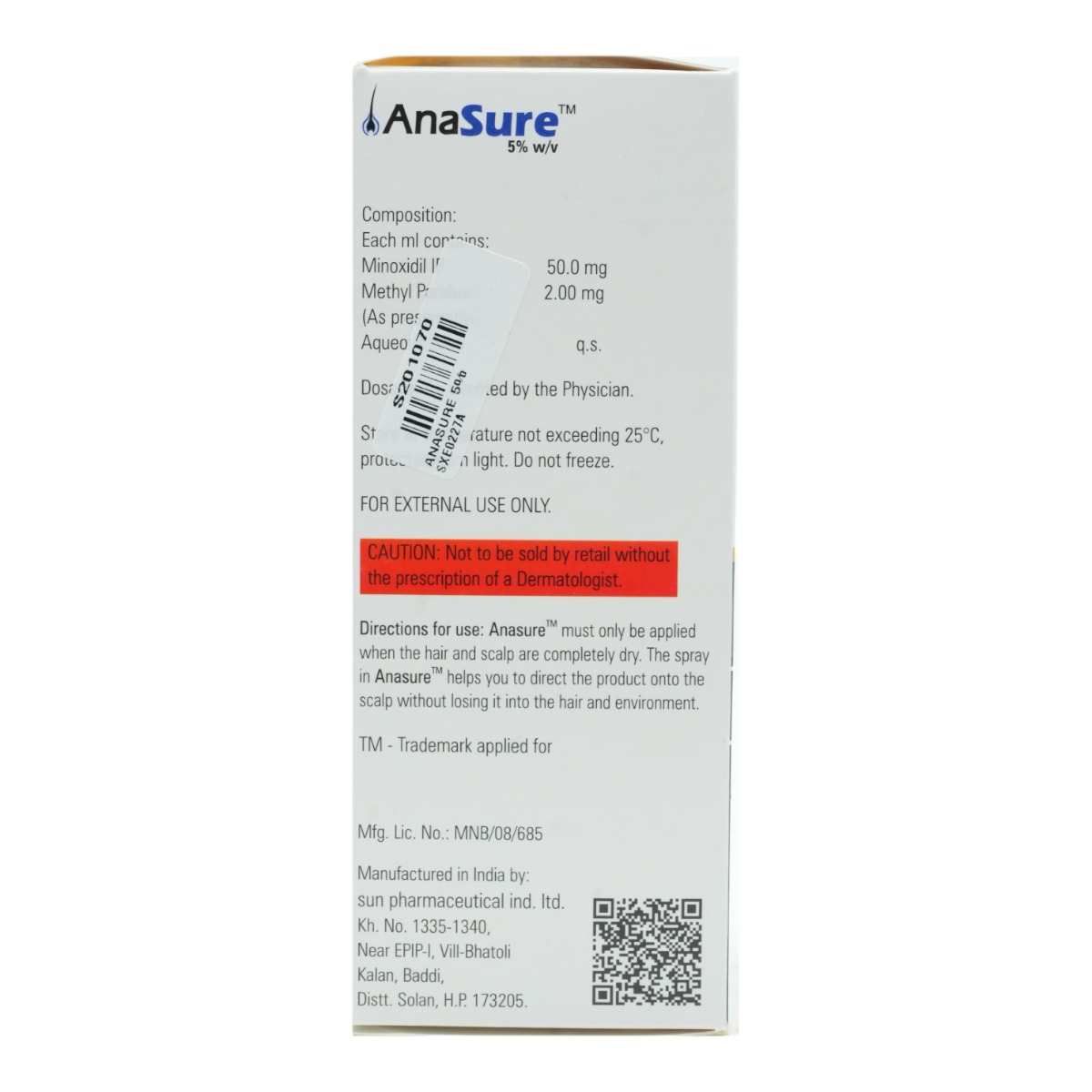 Anasure 5% Topical Solution 60 ml, Pack of 1 SOLUTION Anasure 5% Topical Solution 60 ml, Pack of 1 SOLUTION