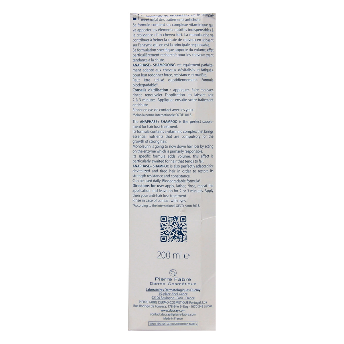 Ducray Anaphase+ Anti-Hair Loss Complement Shampoo, 200 ml, Pack of 1 Shampoo Ducray Anaphase+ Anti-Hair Loss Complement Shampoo, 200 ml, Pack of 1 Shampoo