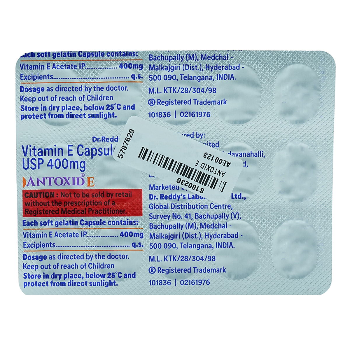 Buy Antoxid E 400 Softgel Capsule 15's Online