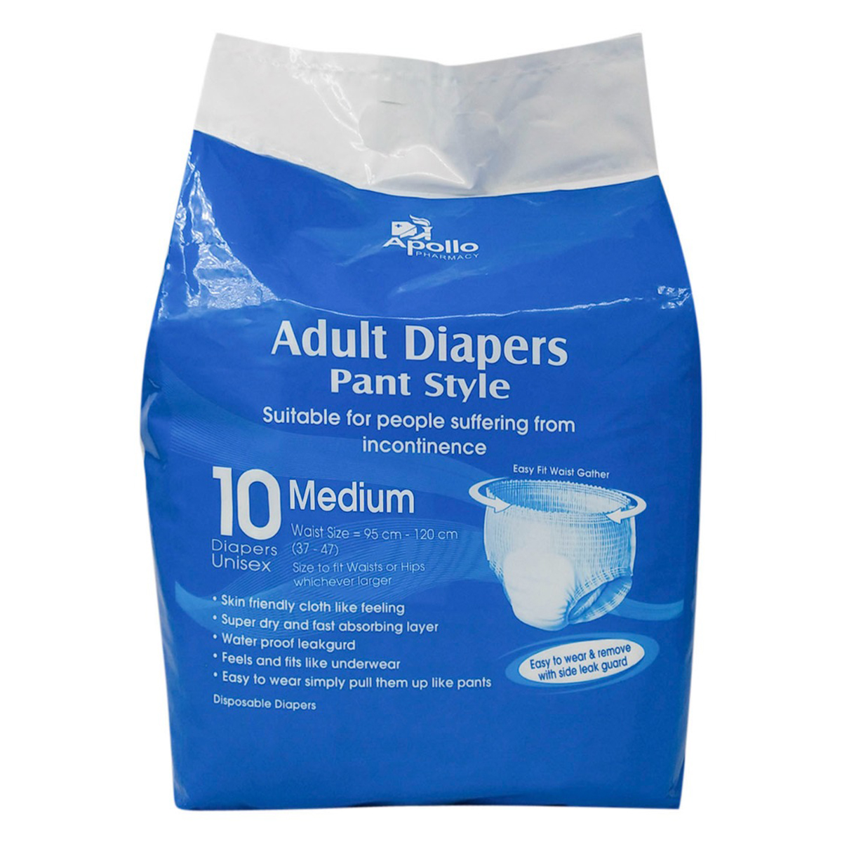 Apollo Pharmacy Adult Diaper Pants Medium, 10 Count, Pack of 1 Apollo Pharmacy Adult Diaper Pants Medium, 10 Count, Pack of 1