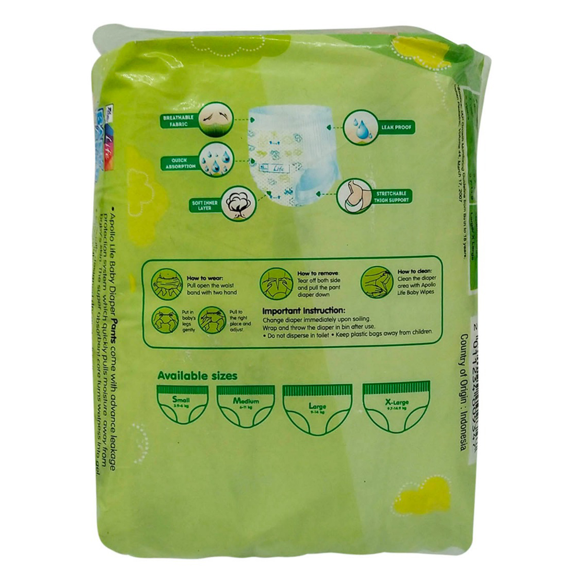 Apollo Life Baby Diaper Pants XL, 11 Count, Pack of 1 Apollo Life Baby Diaper Pants XL, 11 Count, Pack of 1