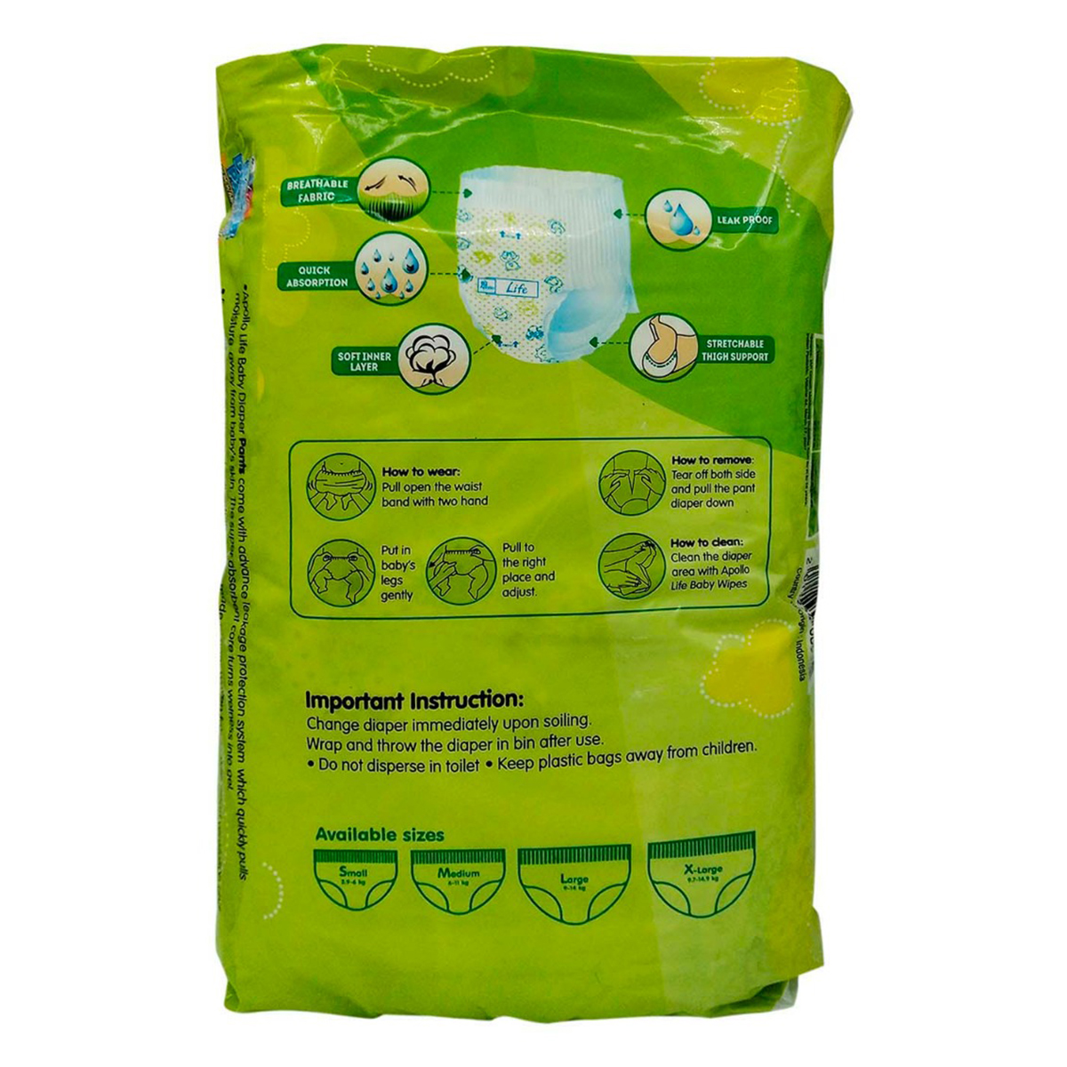 Apollo Life Baby Diaper Pants Large, 34 Count, Pack of 1 Apollo Life Baby Diaper Pants Large, 34 Count, Pack of 1