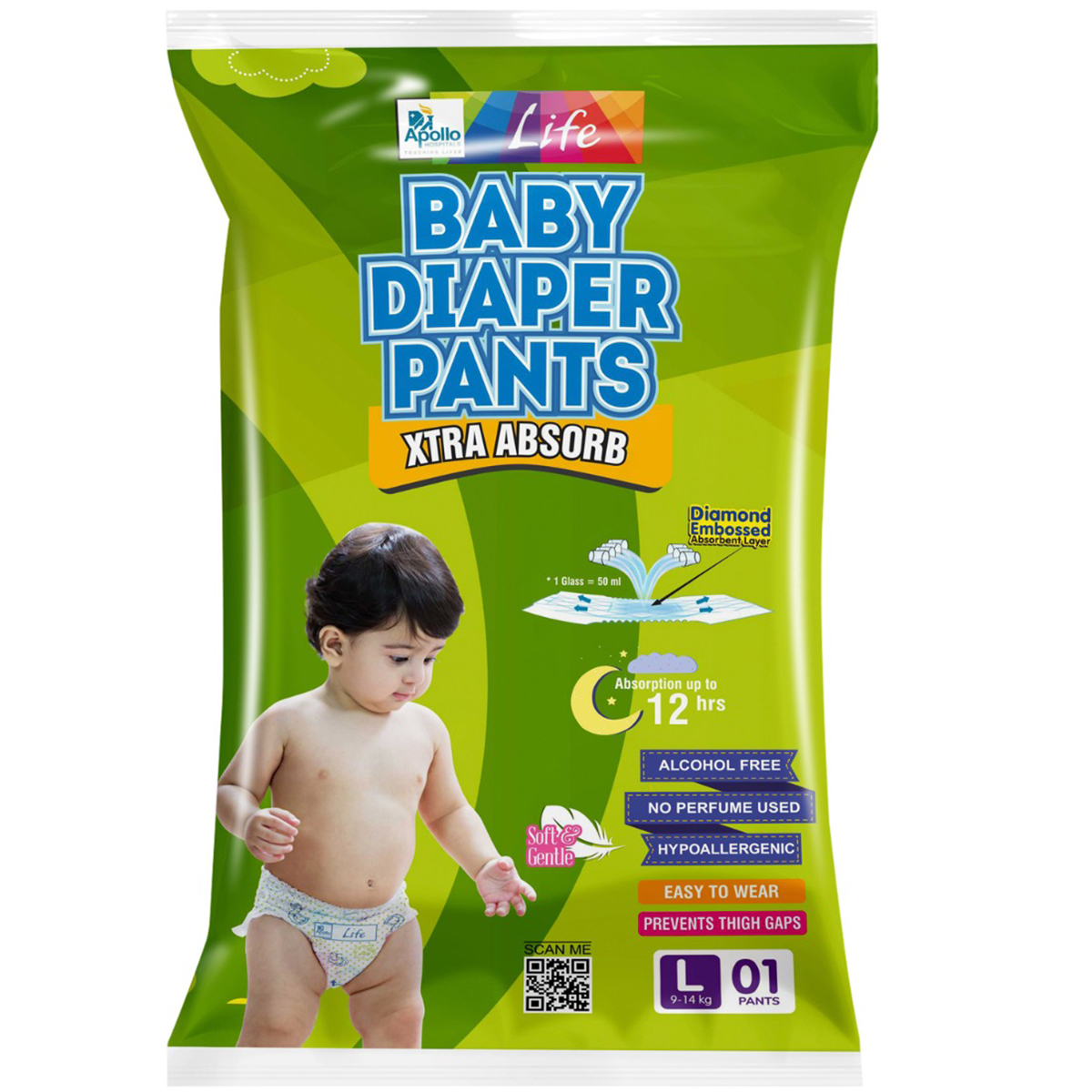 Apollo Life Baby Diaper Pants Large, 1 Count, Pack of 1 Apollo Life Baby Diaper Pants Large, 1 Count, Pack of 1