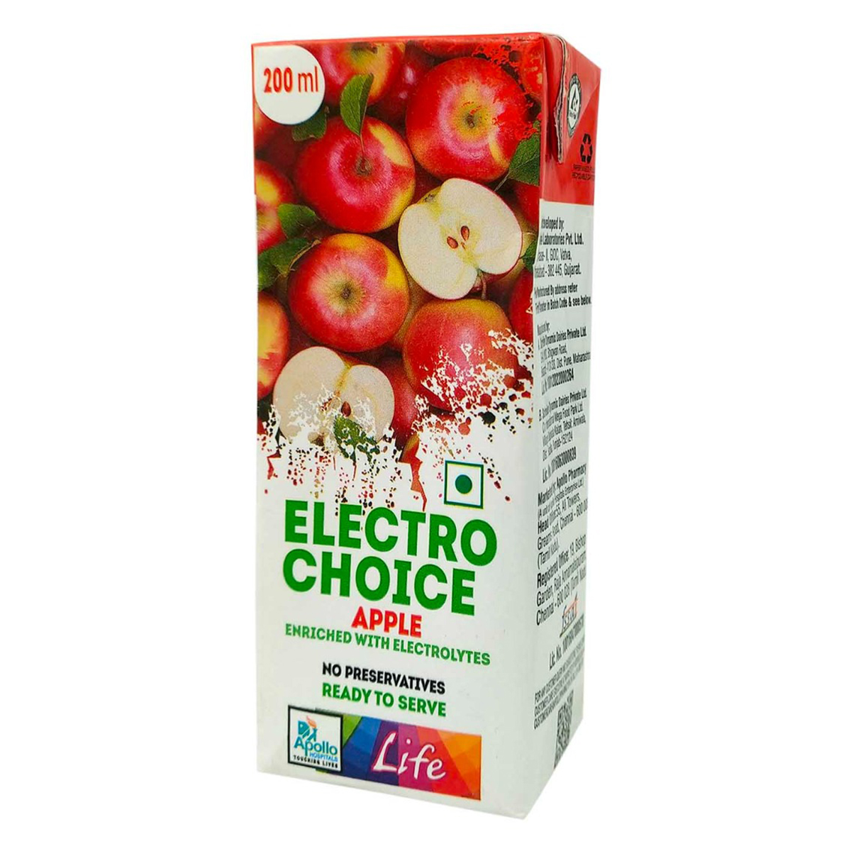 Apollo Life Electro Choice Apple Flavour Liquid 800 ml, (4x200 ml)