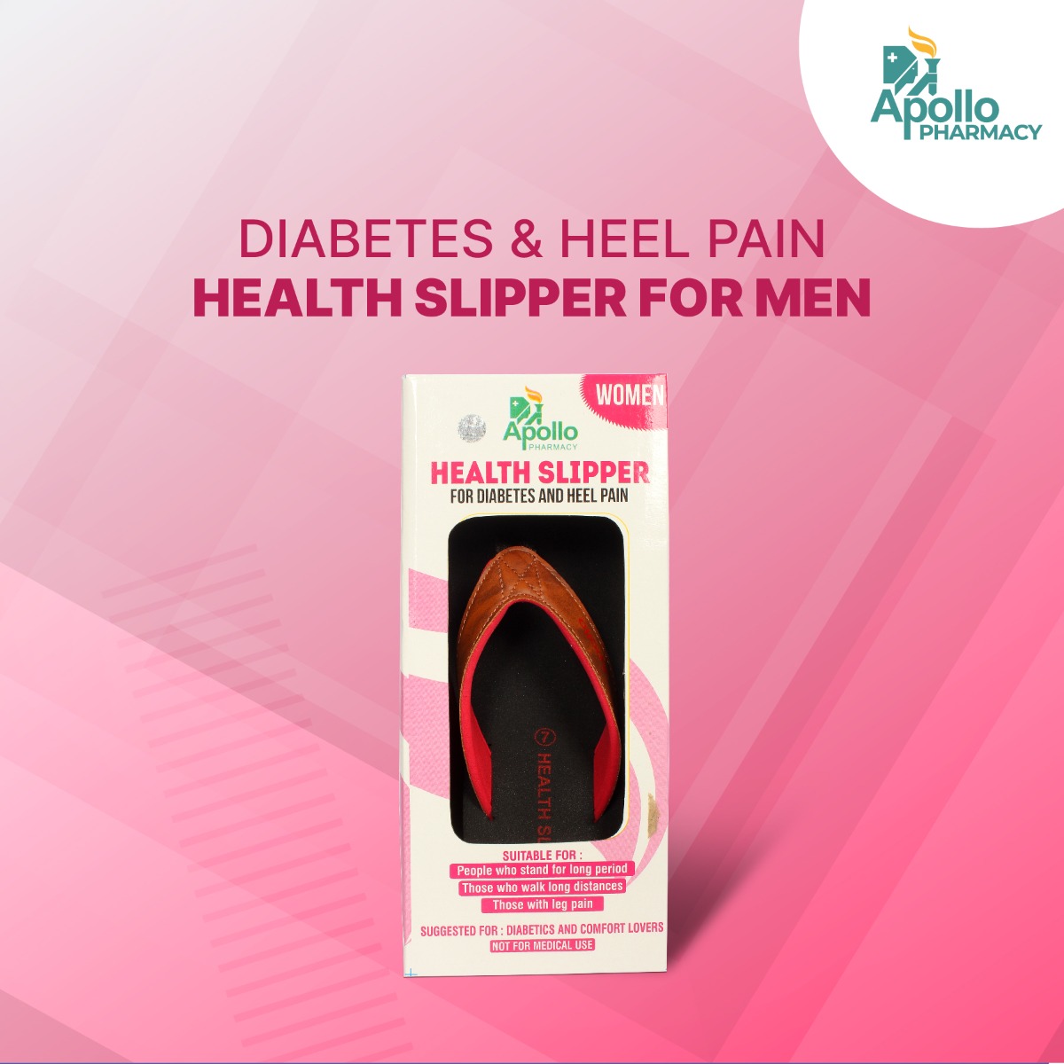 Apollo Pharmacy Diabetes & Heel Pain Health Slipper For Women, Size-7, 1 Pair, Pack of 1 Apollo Pharmacy Diabetes & Heel Pain Health Slipper For Women, Size-7, 1 Pair, Pack of 1