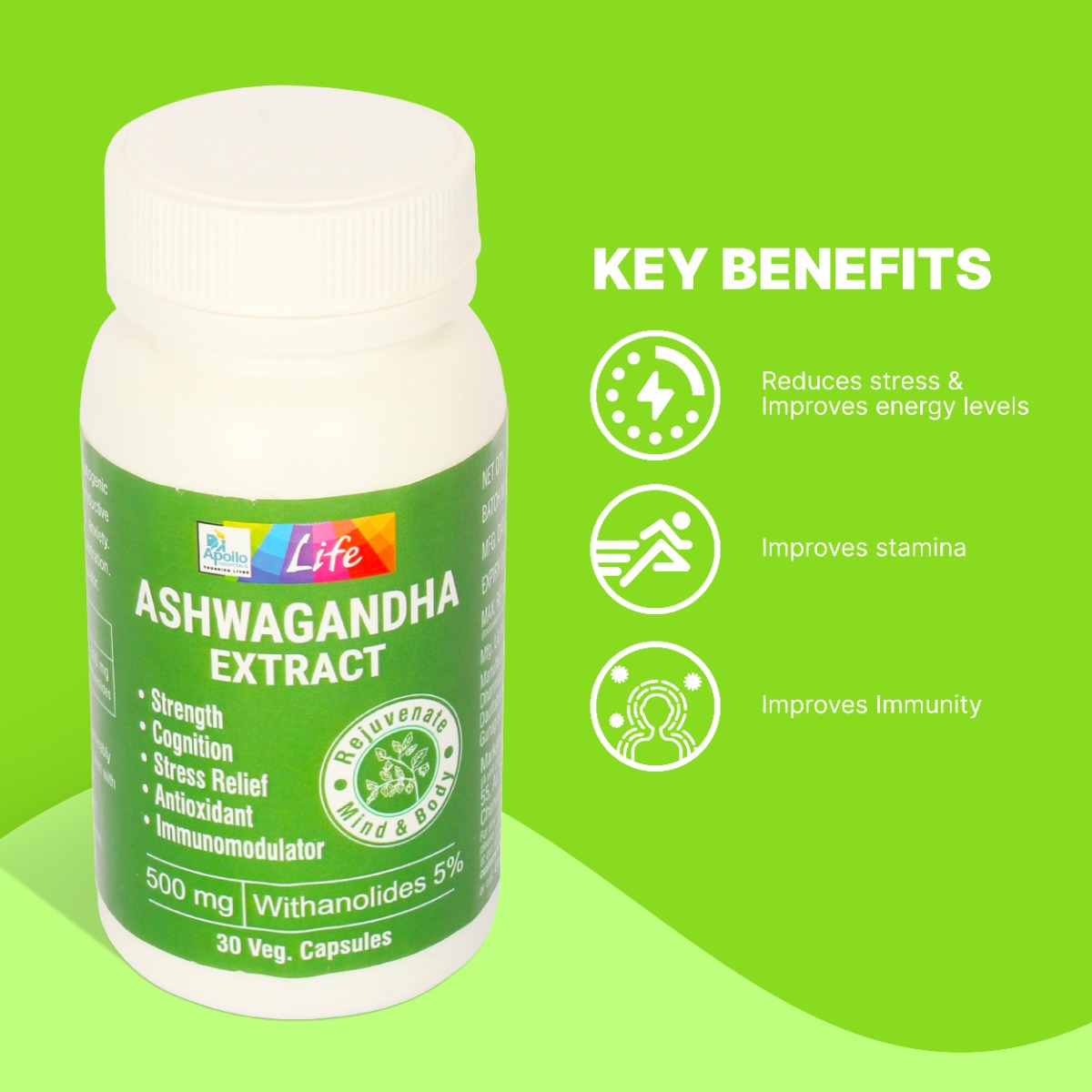 Apollo Life Ashwagandha Extract, 30 Capsules, Pack of 1 Apollo Life Ashwagandha Extract, 30 Capsules, Pack of 1