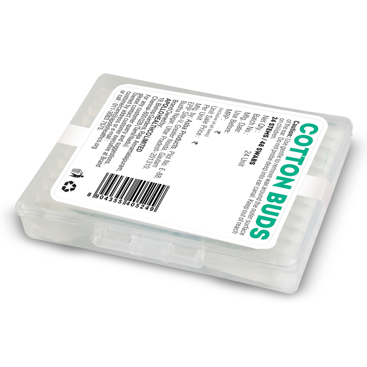 Apollo Life Eco Friendly Cotton Buds, 24 Count, Pack of 1 Apollo Life Eco Friendly Cotton Buds, 24 Count, Pack of 1