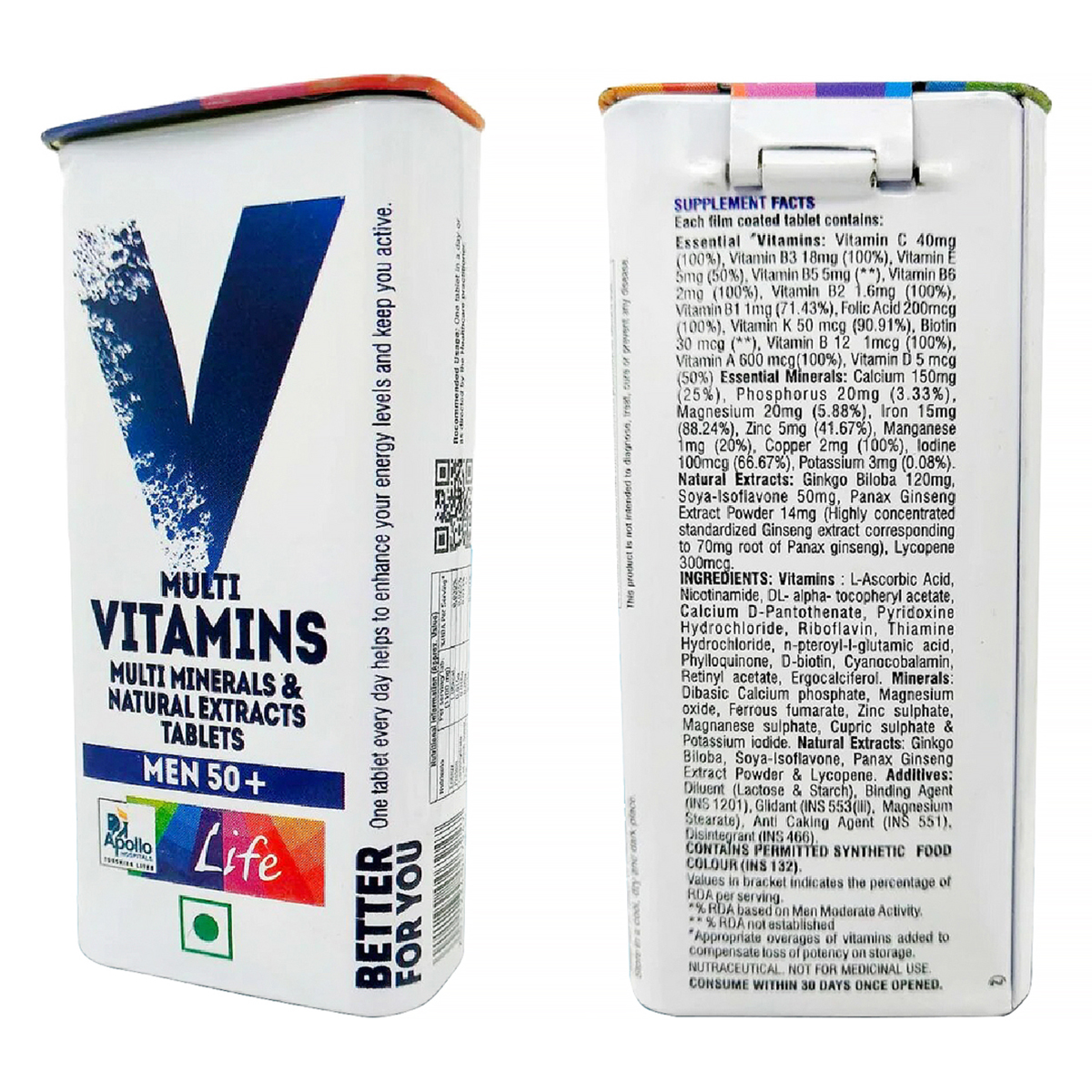 Apollo Life Multivitamin for Men 50+, 30 Tablets, Pack of 1 Apollo Life Multivitamin for Men 50+, 30 Tablets, Pack of 1