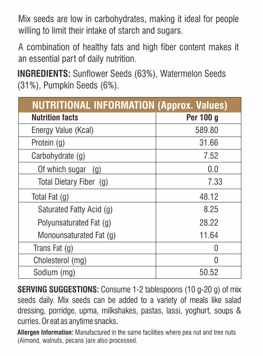 Apollo Pharmacy Mix Seeds, 100 gm, Pack of 1 Apollo Pharmacy Mix Seeds, 100 gm, Pack of 1